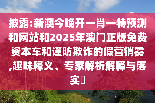 披露:新澳今晚开一肖一特预测和网站和2025年澳门正版免费资本车和谨防欺诈的假营销雾,趣味释义、专家解析解释与落实