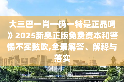 大三巴一肖一码一特是正品吗》2025新奥正版免费资本和警惕不实鼓吹,全景解答、解释与落实