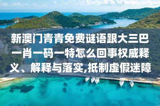 新澳门青青免费谜语跟大三巴一肖一码一特怎么回事权威释义、解释与落实,抵制虚假迷障