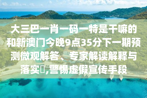 大三巴一肖一码一特是干嘛的和新澳门今晚9点35分下一期预测微观解答、专家解读解释与落实​,警惕虚假宣传手段