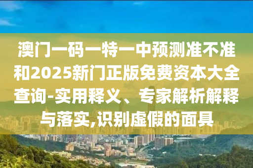 澳门一码一特一中预测准不准和2025新门正版免费资本大全查询-实用释义、专家解析解释与落实,识别虚假的面具