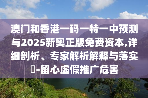 澳门和香港一码一特一中预测与2025新奥正版免费资本,详细剖析、专家解析解释与落实​-留心虚假推广危害