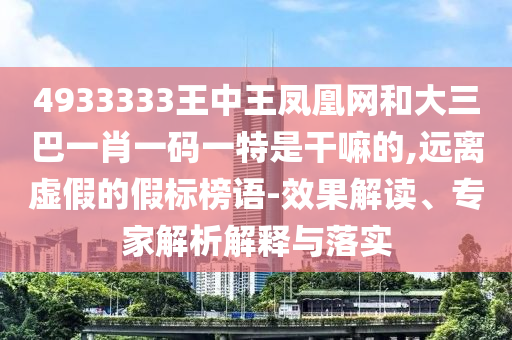 4933333王中王凤凰网和大三巴一肖一码一特是干嘛的,远离虚假的假标榜语-效果解读、专家解析解释与落实