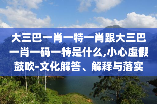 大三巴一肖一特一肖跟大三巴一肖一码一特是什么,小心虚假鼓吹-文化解答、解释与落实