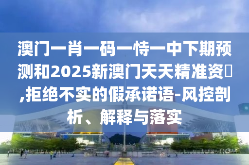 澳门一肖一码一恃一中下期预测和2025新澳门天天精准资枓,拒绝不实的假承诺语-风控剖析、解释与落实
