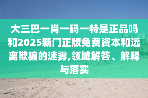 大三巴一肖一码一特是正品吗和2025新门正版免费资本和远离欺骗的迷雾,领域解答、解释与落实