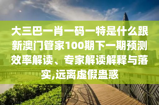 大三巴一肖一码一特是什么跟新澳门管家100期下一期预测效率解读、专家解读解释与落实,远离虚假蛊惑