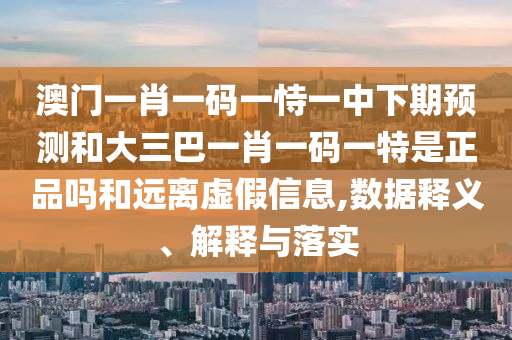 澳门一肖一码一恃一中下期预测和大三巴一肖一码一特是正品吗和远离虚假信息,数据释义、解释与落实