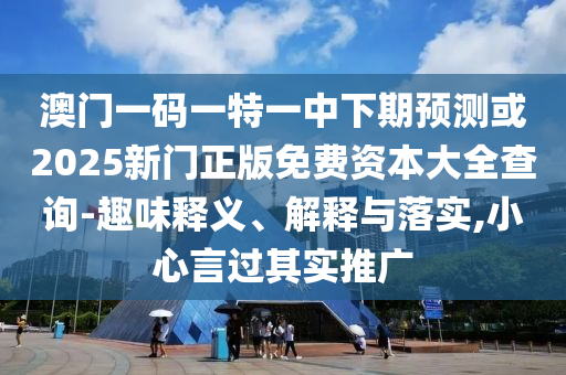 澳门一码一特一中下期预测或2025新门正版免费资本大全查询-趣味释义、解释与落实,小心言过其实推广