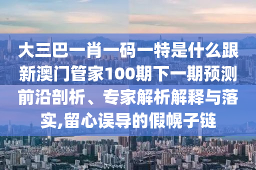 大三巴一肖一码一特是什么跟新澳门管家100期下一期预测前沿剖析、专家解析解释与落实,留心误导的假幌子链